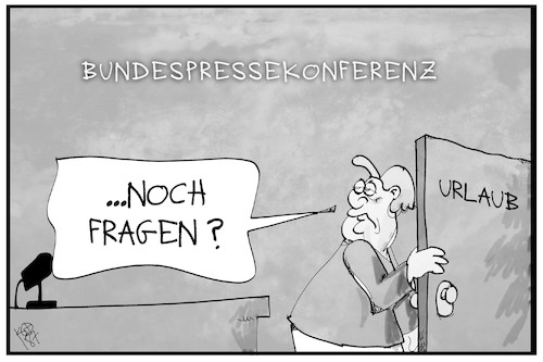 Cartoon: Sommerpressekonferenz (medium) by Kostas Koufogiorgos tagged karikatur,koufogiorgos,illustration,cartoon,sommerpressekonferenz,bundespressekonferenz,merkel,urlaub,medien,kanzlerin,sommerpause,politik,karikatur,koufogiorgos,illustration,cartoon,sommerpressekonferenz,bundespressekonferenz,merkel,urlaub,medien,kanzlerin,sommerpause,politik