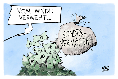 Cartoon: Sondervermögen (medium) by Kostas Koufogiorgos tagged karikatur,koufogiorgos,sondervermögen,kritik,verschwendung,geldsack,geld,karikatur,koufogiorgos,sondervermögen,kritik,verschwendung,geldsack,geld