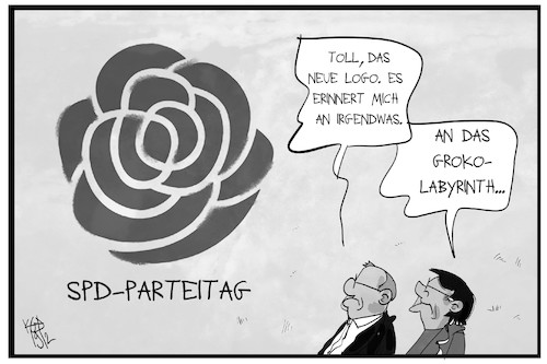 Cartoon: SPD-Parteitag (medium) by Kostas Koufogiorgos tagged karikatur,koufogiorgos,illustration,cartoon,spd,parteitag,sozialdemokraten,labyrinth,logo,partei,karikatur,koufogiorgos,illustration,cartoon,spd,parteitag,sozialdemokraten,labyrinth,logo,partei