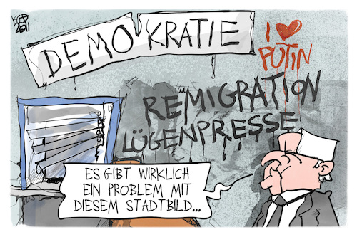 Cartoon: Steinmeier (medium) by Kostas Koufogiorgos tagged karikatur,koufogiorgos,steinmeier,rechtsextremismus,antifa,bundespräsident,karikatur,koufogiorgos,steinmeier,rechtsextremismus,antifa,bundespräsident
