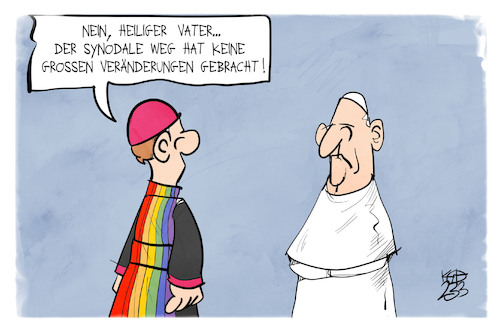 Cartoon: Synodaler Weg (medium) by Kostas Koufogiorgos tagged karikatur,koufogiorgos,synodaler,weg,papst,priester,reform,regenbogen,queer,karikatur,koufogiorgos,synodaler,weg,papst,priester,reform,regenbogen,queer