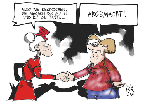 Cartoon: Tante und Mutti (medium) by Kostas Koufogiorgos tagged merkel,tante,spd,koalition,verhandlung,regierung,union,mutti,karikatur,koufogiorgos,merkel,tante,spd,koalition,verhandlung,regierung,union,mutti,karikatur,koufogiorgos