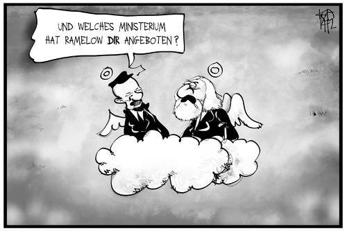 Cartoon: Thüringen (medium) by Kostas Koufogiorgos tagged thüringen,linke,ramelow,ministerium,wolke,lenin,marx,cartoon,illustration,koufogiorgos,karikatur,politik,sozialismus,karikatur,koufogiorgos,illustration,cartoon,marx,lenin,wolke,ministerium,ramelow,linke,thüringen,sozialismus,politik