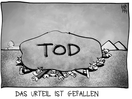 Cartoon: Todesurteile in Ägypten (medium) by Kostas Koufogiorgos tagged karikatur,koufogiorgos,cartoon,illustration,ägypten,todesurteil,tod,justiz,gericht,politik,stein,menschen,karikatur,koufogiorgos,cartoon,illustration,ägypten,todesurteil,tod,justiz,gericht,politik,stein,menschen