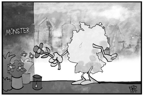 Cartoon: Trauer in Münster (medium) by Kostas Koufogiorgos tagged karikatur,koufogiorgos,illustration,cartoon,muenster,deutschland,trauer,anschlag,amok,kiepernkerl,karikatur,koufogiorgos,illustration,cartoon,muenster,deutschland,trauer,anschlag,amok,kiepernkerl