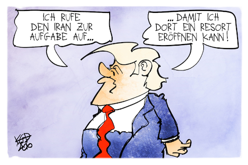Cartoon: Trumps Pläne für den Iran (medium) by Kostas Koufogiorgos tagged karikatur,koufogiorgos,iran,trump,resort,deal,immobilien,karikatur,koufogiorgos,iran,trump,resort,deal,immobilien