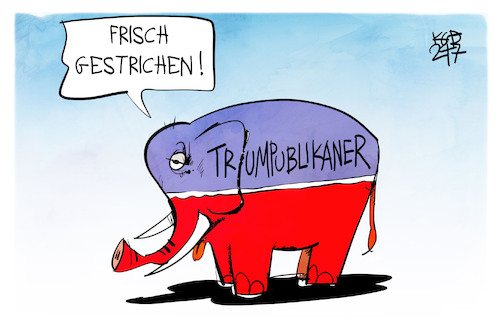 Cartoon: Trumpublikaner (medium) by Kostas Koufogiorgos tagged karikatur,koufogiorgos,trump,usa,republikaner,elefant,karikatur,koufogiorgos,trump,usa,republikaner,elefant
