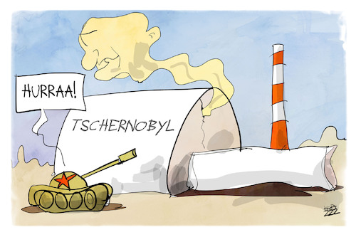 Cartoon: Tschernobyl (medium) by Kostas Koufogiorgos tagged karikatur,koufogiorgos,russland,akw,tschernobyl,strahlung,putin,panzer,karikatur,koufogiorgos,russland,akw,tschernobyl,strahlung,putin,panzer