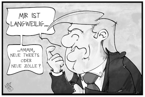 Cartoon: Tweets und Zölle (medium) by Kostas Koufogiorgos tagged karikatur,koufogiorgos,illustration,cartoon,strafzölle,trump,wirtschaft,karikatur,koufogiorgos,illustration,cartoon,strafzölle,trump,wirtschaft