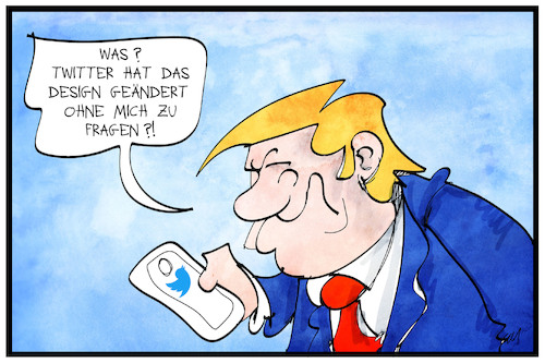 Cartoon: Twitter-Design (medium) by Kostas Koufogiorgos tagged karikatur,koufogiorgos,illustration,cartoon,twitter,design,trump,relaunch,webseite,homepage,internet,social,media,usa,präsident,karikatur,koufogiorgos,illustration,cartoon,twitter,design,trump,relaunch,webseite,homepage,internet,social,media,usa,präsident