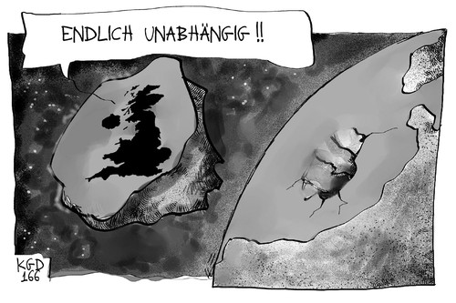 Cartoon: Unabhängigkeitstag UK (medium) by Kostas Koufogiorgos tagged koufogiorgos,illustration,cartoon,karikatur,austritt,eu,welt,weltall,unabhängigkeit,abspaltung,referendum,grossbritannien,vereinigtes,koenigreich,wahl,politik,demokratie,koufogiorgos,illustration,cartoon,karikatur,austritt,eu,welt,weltall,unabhängigkeit,abspaltung,referendum,grossbritannien,vereinigtes,koenigreich,wahl,politik,demokratie