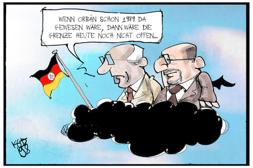 Cartoon: Ungarn (medium) by Kostas Koufogiorgos tagged karikatur,koufogiorgos,illustration,cartoon,ungarn,orban,festakt,erinnerung,honecker,ulbricht,ddr,mauer,grenze,geschichte,paneuropäisches,picknick,karikatur,koufogiorgos,illustration,cartoon,ungarn,orban,festakt,erinnerung,honecker,ulbricht,ddr,mauer,grenze,geschichte,paneuropäisches,picknick