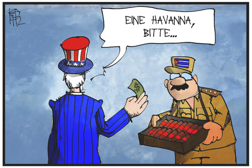 Cartoon: USA und Kuba (medium) by Kostas Koufogiorgos tagged karikatur,koufogiorgos,illustration,cartoon,kuba,usa,uncle,sam,bilateral,beziehung,politik,havanna,zigarre,handel,wirtschaft,karikatur,koufogiorgos,illustration,cartoon,kuba,usa,uncle,sam,bilateral,beziehung,politik,havanna,zigarre,handel,wirtschaft