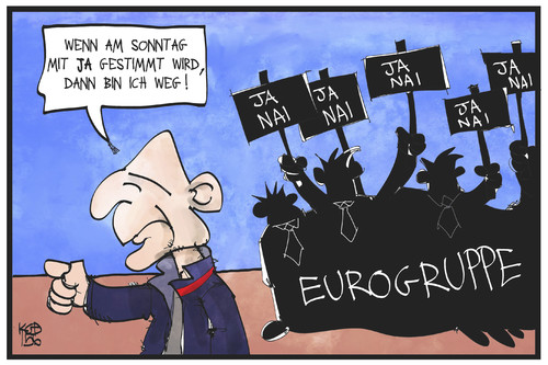 Cartoon: Varoufakis (medium) by Kostas Koufogiorgos tagged karikatur,koufogiorgos,illustration,cartoon,referendum,varoufakis,eurogruppe,brüssel,ja,volksentscheid,entscheidung,rücktritt,finanzminister,karikatur,koufogiorgos,illustration,cartoon,referendum,varoufakis,eurogruppe,brüssel,ja,volksentscheid,entscheidung,rücktritt,finanzminister