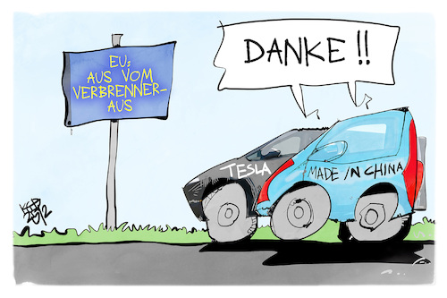 Cartoon: Verbrenner-Aus (medium) by Kostas Koufogiorgos tagged karikatur,koufogiorgos,verbrenner,aus,china,elektromobilität,autoindustrie,karikatur,koufogiorgos,verbrenner,aus,china,elektromobilität,autoindustrie