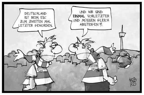 Cartoon: VfB Stuttgart und der ESC (medium) by Kostas Koufogiorgos tagged karikatur,koufogiorgos,illustration,cartoon,esc,eurovision,song,contest,vfb,fussball,bundesliga,abstieg,sport,schlusslicht,musik,wettbewerb,stuttgart,karikatur,koufogiorgos,illustration,cartoon,esc,eurovision,song,contest,vfb,fussball,bundesliga,abstieg,sport,schlusslicht,musik,wettbewerb,stuttgart