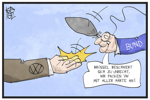 Cartoon: VW (medium) by Kostas Koufogiorgos tagged karikatur,koufogiorgos,illustration,cartoon,vw,bund,eu,brüssel,europa,dieselgate,abgasskandal,wirtschaft,automobil,industrie,karikatur,koufogiorgos,illustration,cartoon,vw,bund,eu,brüssel,europa,dieselgate,abgasskandal,wirtschaft,automobil,industrie