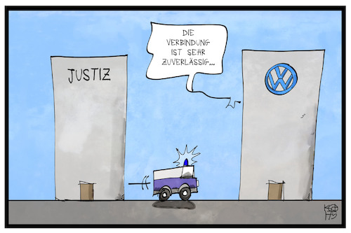 Cartoon: VW (medium) by Kostas Koufogiorgos tagged karikatur,koufogiorgos,illustration,cartoon,vw,justiz,automobilkonzern,wirtschaft,dieselgate,markt,manipulation,karikatur,koufogiorgos,illustration,cartoon,vw,justiz,automobilkonzern,wirtschaft,dieselgate,markt,manipulation