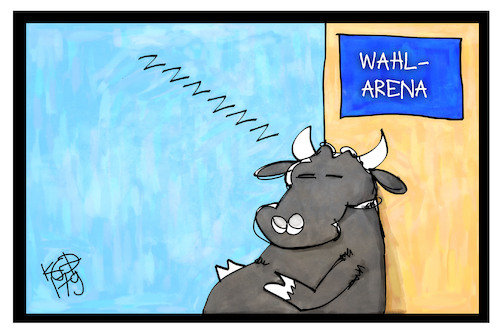 Cartoon: Wahlarena (medium) by Kostas Koufogiorgos tagged karikatur,koufogiorgos,illustration,cartoon,wahlarena,merkel,bundestagswahl,wahlkampf,stier,schlafen,langweilig,karikatur,koufogiorgos,illustration,cartoon,wahlarena,merkel,bundestagswahl,wahlkampf,stier,schlafen,langweilig