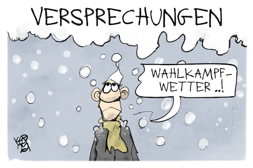 Cartoon: Wahlkampfwetter (medium) by Kostas Koufogiorgos tagged karikatur,koufogiorgos,wahlkampf,wetter,versprechungen,michel,himmel,schnee,karikatur,koufogiorgos,wahlkampf,wetter,versprechungen,michel,himmel,schnee