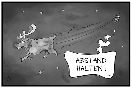 Cartoon: Weihnachten 2020 (medium) by Kostas Koufogiorgos tagged karikatur,koufogiorgos,illustration,cartoon,weihnachten,abstand,weihnachtsmann,rudolph,rentier,schlitten,pandemie,maskenpflicht,karikatur,koufogiorgos,illustration,cartoon,weihnachten,abstand,weihnachtsmann,rudolph,rentier,schlitten,pandemie,maskenpflicht