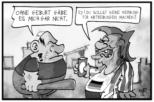 Cartoon: Werbung für Abtreibung (medium) by Kostas Koufogiorgos tagged karikatur,koufogiorgos,illustration,cartoon,abtreibung,schwangerschaft,abbruch,neonazi,geburt,werbung,information,medizin,karikatur,koufogiorgos,illustration,cartoon,abtreibung,schwangerschaft,abbruch,neonazi,geburt,werbung,information,medizin