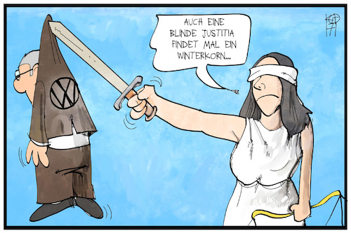 Cartoon: Winterkorn und Justitia (medium) by Kostas Koufogiorgos tagged karikatur,koufogiorgos,illustration,cartoon,winterkorn,vw,justitia,schwert,justiz,blind,dieselgate,abgasaffäre,automobilindustrie,karikatur,koufogiorgos,illustration,cartoon,winterkorn,vw,justitia,schwert,justiz,blind,dieselgate,abgasaffäre,automobilindustrie