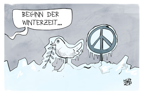 Cartoon: Winterzeit (medium) by Kostas Koufogiorgos tagged karikatur,koufogiorgos,winterzeit,friedenstaube,peace,eiszeit,eis,karikatur,koufogiorgos,winterzeit,friedenstaube,peace,eiszeit,eis