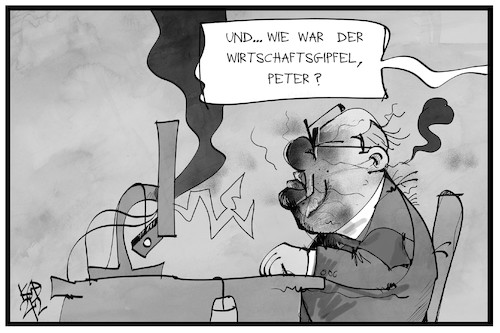 Cartoon: Wirtschaftsgipfel (medium) by Kostas Koufogiorgos tagged karikatur,koufogiorgos,illustration,cartoon,altmaier,video,konferenz,online,gipfel,wirtschaft,ärger,kritik,corona,krise,wirtschaftsminister,karikatur,koufogiorgos,illustration,cartoon,altmaier,video,konferenz,online,gipfel,wirtschaft,ärger,kritik,corona,krise,wirtschaftsminister