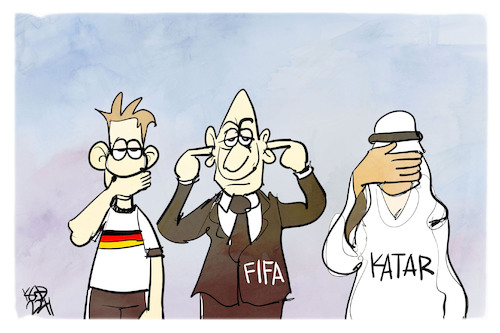 Cartoon: WM in Katar (medium) by Kostas Koufogiorgos tagged karikatur,koufogiorgos,wm,katar,fußball,mund,infantino,fifa,scheich,karikatur,koufogiorgos,wm,katar,fußball,mund,infantino,fifa,scheich