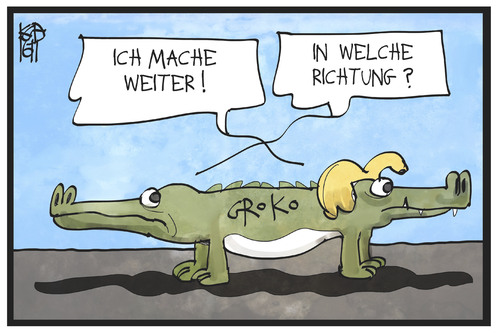 Cartoon: Wo gehts lang Groko? (medium) by Kostas Koufogiorgos tagged karikatur,koufogiorgos,illustration,cartoon,groko,krokodil,spd,cu,regierung,koalition,merkel,richtung,politik,karikatur,koufogiorgos,illustration,cartoon,groko,krokodil,spd,cu,regierung,koalition,merkel,richtung,politik