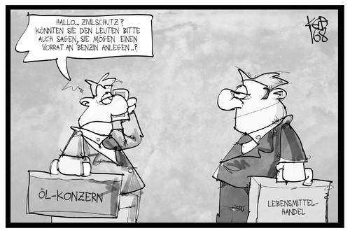 Cartoon: Zivilschutzkonzept (medium) by Kostas Koufogiorgos tagged karikatur,koufogiorgos,illustration,cartoon,zivilschutzkonzept,ölkonzern,lebensmittelkonzern,lobbyist,lobbyismus,hamsterkäufe,nutzen,politik,karikatur,koufogiorgos,illustration,cartoon,zivilschutzkonzept,ölkonzern,lebensmittelkonzern,lobbyist,lobbyismus,hamsterkäufe,nutzen,politik