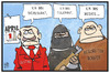Cartoon: 1. April (small) by Kostas Koufogiorgos tagged karikatur,koufogiorgos,illustration,cartoon,april,scherz,kalender,datum,tuerkei,terrorist,erdogan,demokrat,populist,besorgt,buerger,pazifist