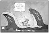 Cartoon: 2. Pandemiewelle (small) by Kostas Koufogiorgos tagged karikatur,koufogiorgos,illustration,cartoon,corona,virus,pandemie,covid,19,welle,meer,wasser,gefahr