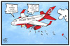 Cartoon: Air Berlin (small) by Kostas Koufogiorgos tagged karikatur,koufogiorgos,illustration,cartoon,air,berlin,entlassung,mitarbeiter,schrumpfkur,flugzeug,wirtschaft,sparmassnahmen