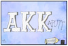 Cartoon: AKKaputt (small) by Kostas Koufogiorgos tagged karikatur,koufogiorgos,illustration,cartoon,akk,kramp,karrenbauer,cdu,partei,rücktritt,kaputt,vorsitz