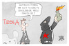 Cartoon: Anschlag auf Tesla (small) by Kostas Koufogiorgos tagged karikatur,koufogiorgos,tesla,terrorismus,links,feuer,vulkangruppe