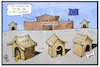 Cartoon: Aufnahmelager (small) by Kostas Koufogiorgos tagged karikatur,koufogiorgos,illustration,cartoon,eu,europäische,union,europa,wachhund,abschottung,grenze,migration