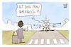 Cartoon: Baerbocks Flugzeugpanne (small) by Kostas Koufogiorgos tagged karikatur,koufogiorgos,baerbock,anhalter,flugzeug,panne,flug,regierungsflieger