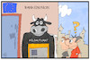 Cartoon: Bankenunion (small) by Kostas Koufogiorgos tagged karikatur,koufogiorgos,illustration,cartoon,bankenunion,eu,europa,geldautomat,kunde,wirtschaft,ezb,bankenaufsicht