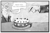 Cartoon: Brexit (small) by Kostas Koufogiorgos tagged karikatur,koufogiorgos,illustration,cartoon,brexit,merkel,uk,rosinen,picken,kuchen,europa,eu
