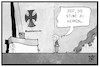 Cartoon: Bundeswehr (small) by Kostas Koufogiorgos tagged karikatur,koufogiorgos,illustration,cartoon,bundeswehr,von,der,leyen,verteidigungsministerin,besen,stube,kehren,militär,armee,krise,aufräumen,säuberung,skandal