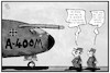 Cartoon: Bundeswehr (small) by Kostas Koufogiorgos tagged karikatur,koufogiorgos,illustration,cartoon,bundeswehr,flugzeug,a400m,militär,transport,hubschrauber,mali,absturz,sicherheit,technik,rüstung,soldat