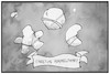 Cartoon: Christos Himmelfahrt (small) by Kostas Koufogiorgos tagged karikatur,koufogiorgos,illustration,cartoon,christo,tod,künstler,aktionskuenstler,kunst,sterne,himmel,sonne,mond,himmelfahrt