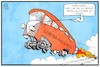 Cartoon: Corona-Notbremse (small) by Kostas Koufogiorgos tagged karikatur,koufogiorgos,illustration,cartoon,corona,notbremse,zug,rakete,pandemie,fallzahlen