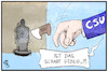 Cartoon: CSU (small) by Kostas Koufogiorgos tagged karikatur,koufogiorgos,illustration,cartoon,csu,partei,bayern,profil,schaerfen,messer,sondierung,sondierungsgespraeche
