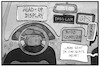 Cartoon: Dashcams (small) by Kostas Koufogiorgos tagged karikatur,koufogiorgos,illustration,cartoon,dashcam,auto,cockpit,bordcomputer,technik,verkehr,strasse,armaturenbrett