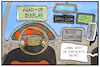Cartoon: Dashcams (small) by Kostas Koufogiorgos tagged karikatur,koufogiorgos,illustration,cartoon,dashcam,auto,cockpit,bordcomputer,technik,verkehr,strasse,armaturenbrett