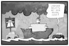 Cartoon: Dauerregen in Deutschland (small) by Kostas Koufogiorgos tagged karikatur,koufogiorgos,illustration,cartoon,dauerregen,autobahn,auto,schiff,stau,verkehr,wetter,regen