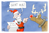Cartoon: Energiesparmaßnahmen (small) by Kostas Koufogiorgos tagged karikatur,koufogiorgos,weihnachtsmann,rudolph,energie,licht,stromrechnung,strom,sparen,nase